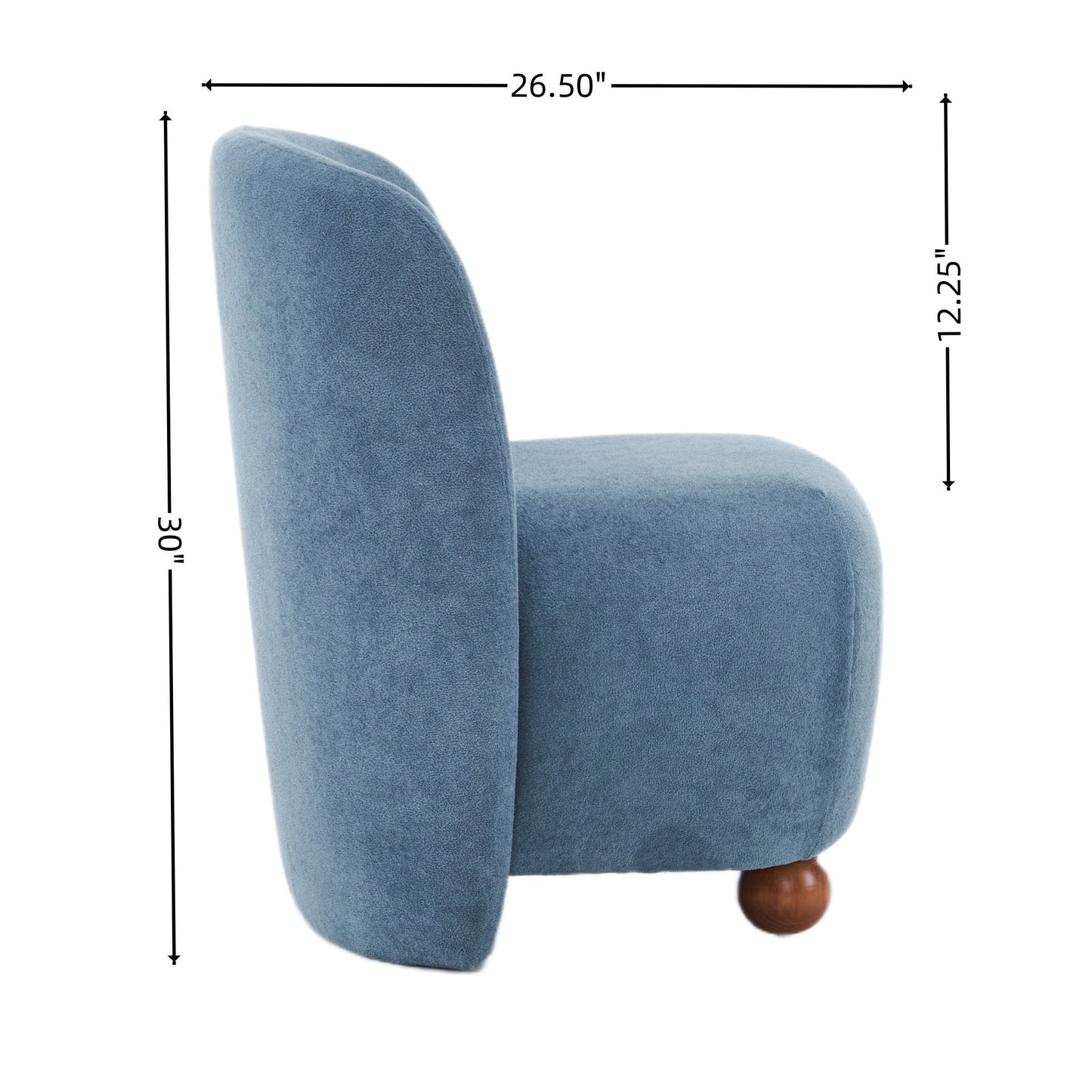 Modern Low Back Accent Chair, Upholstered Armless Living Room Chairs, Round Pine Wood Feet, For Small Living Spaces, Living Room - Blue