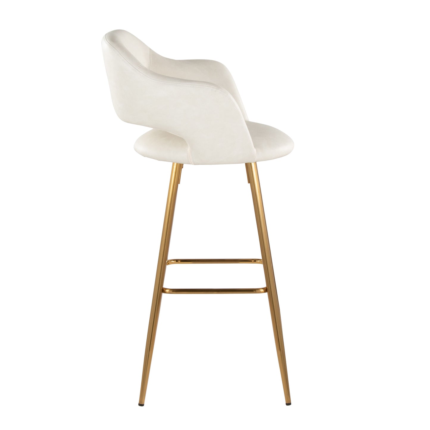 Margarite - Contemporary Fixed Height Barstool With Square Footrest (Set of 2) - Gold / Cream