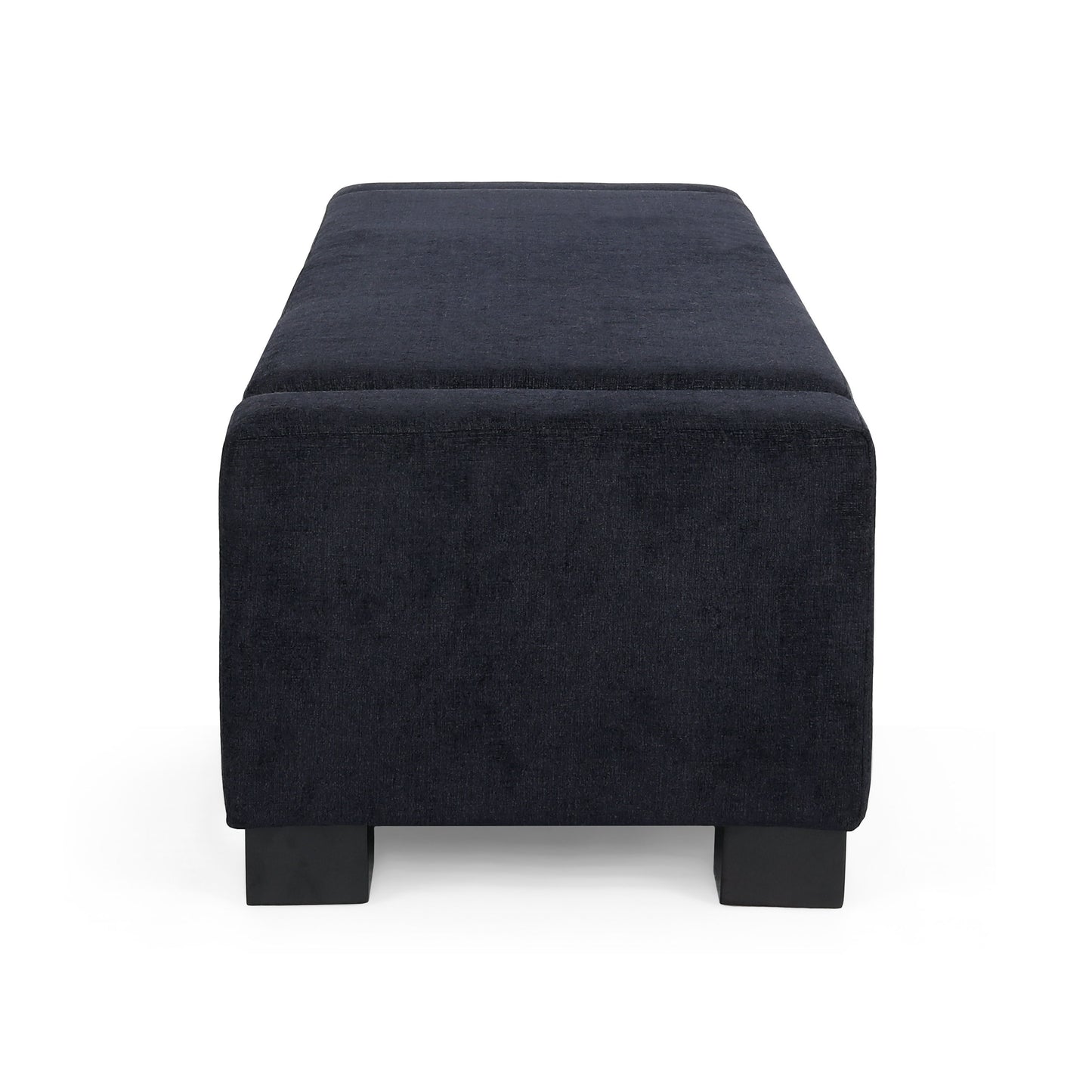 Textured Fabric Ottoman Bench With Hinged Lid - Dark Blue