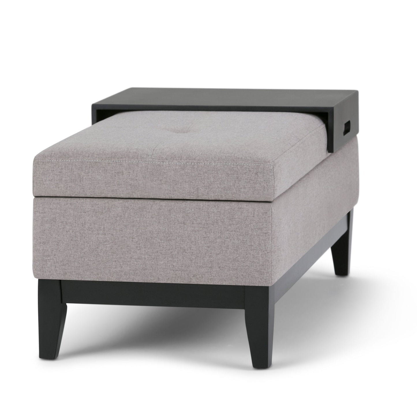 Oregon - Storage Ottoman Bench With Tray - Cloud Gray