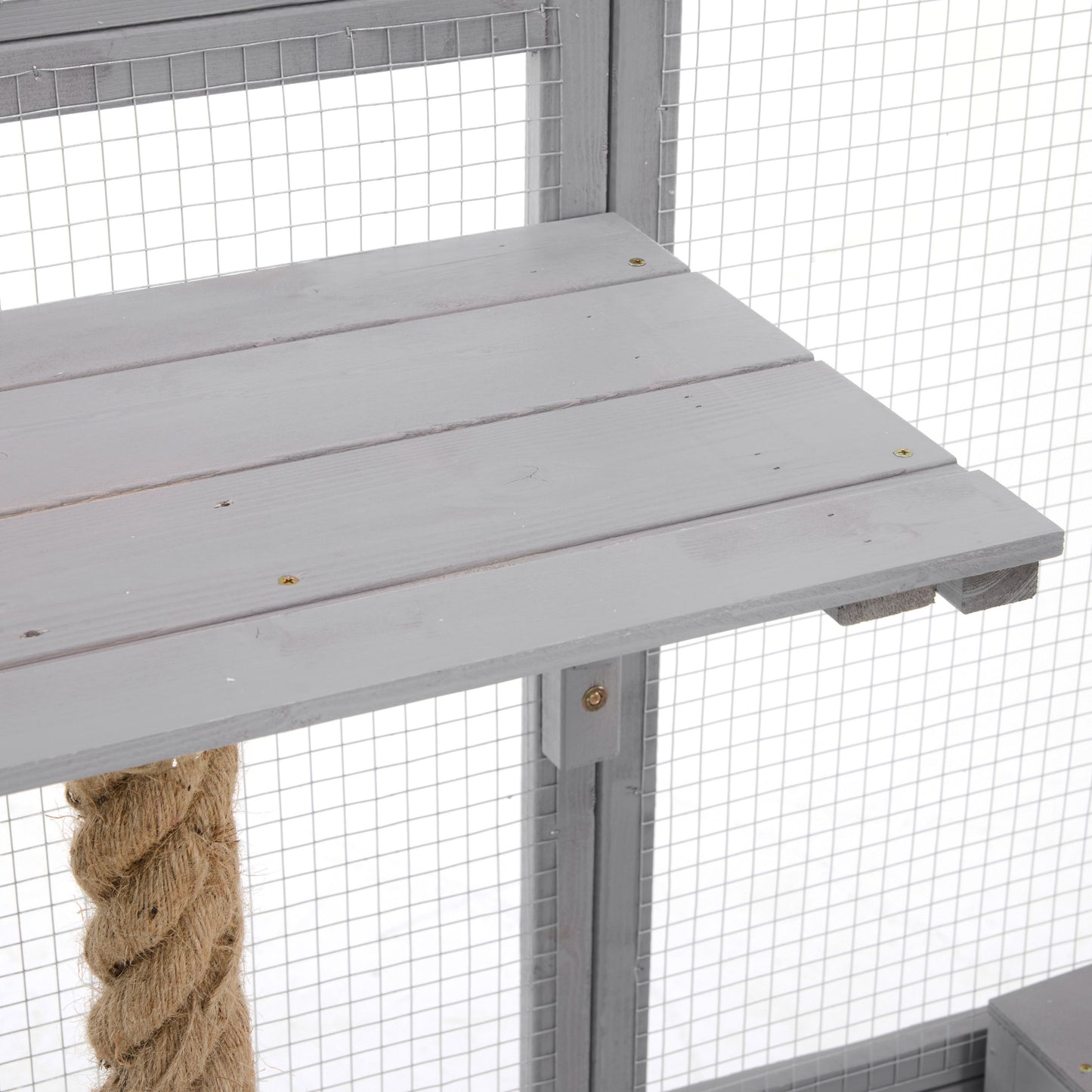 Outdoor Cat House, Diy Cat Enclosure Catio With Double Enter Doors - Light Gray