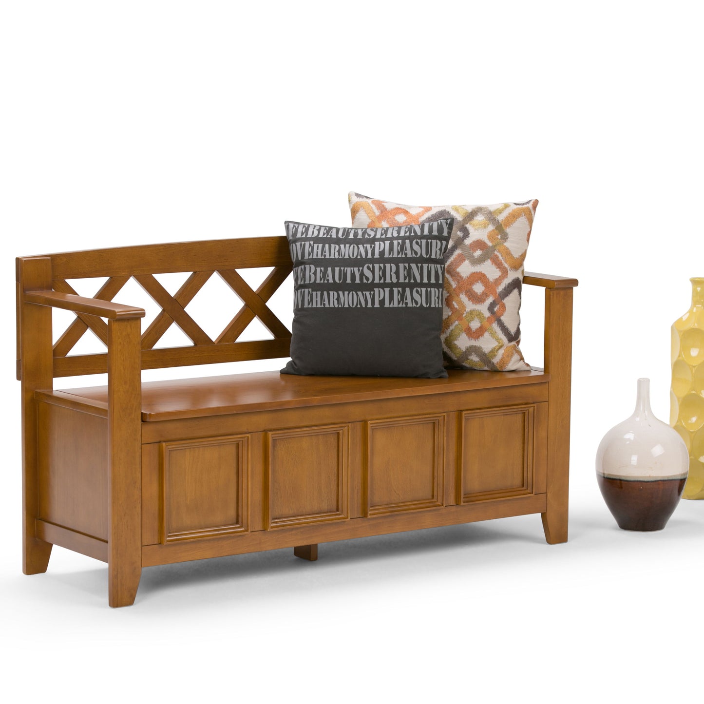 Amherst - Entryway Storage Bench - Light Avalon Brown