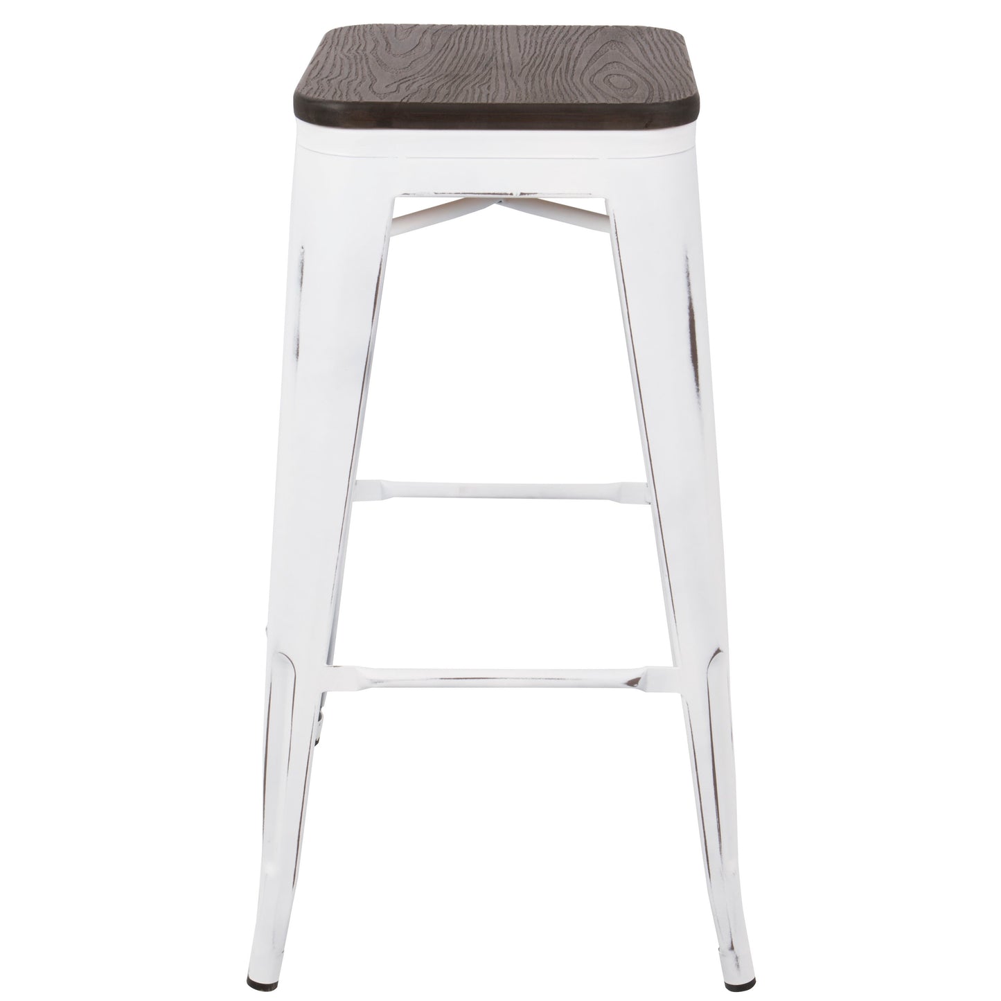 Oregon - Industrial Stackable Barstool (Set of 2) - Vintage White / Espresso