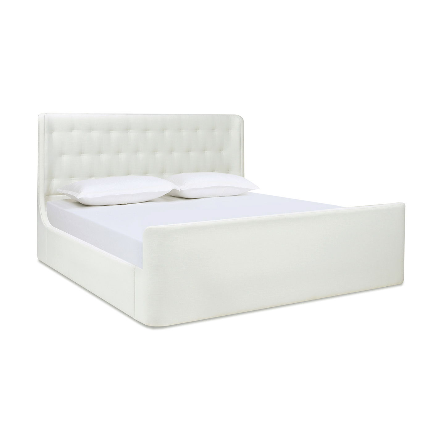 Brooks - King Contemporary Tufted Shelter Platform Bed - Antique White
