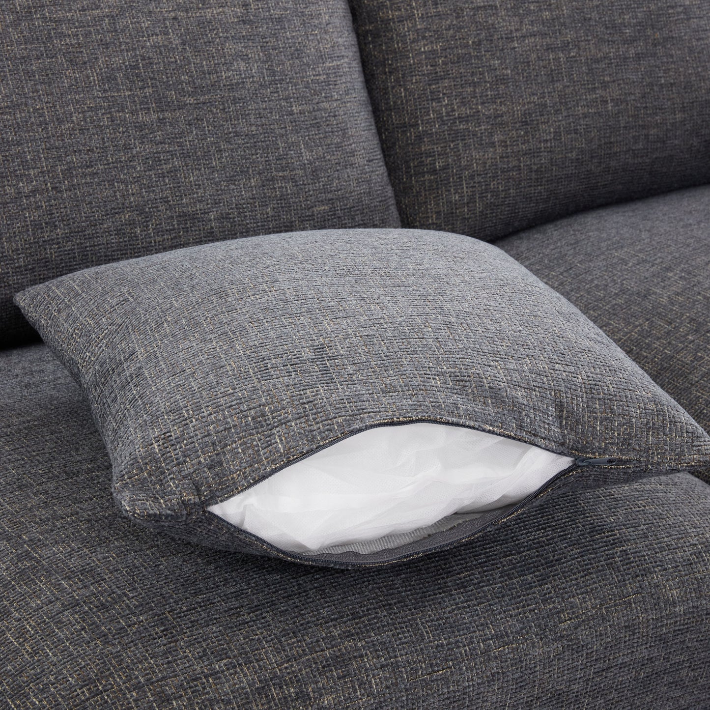 Sectional Sofa Modular Sofa U - Shaped Sofa Couch Sofa Bed L - Shaped Sofa With A Movable Ottoman And Two USB Ports For Living Room - Gray