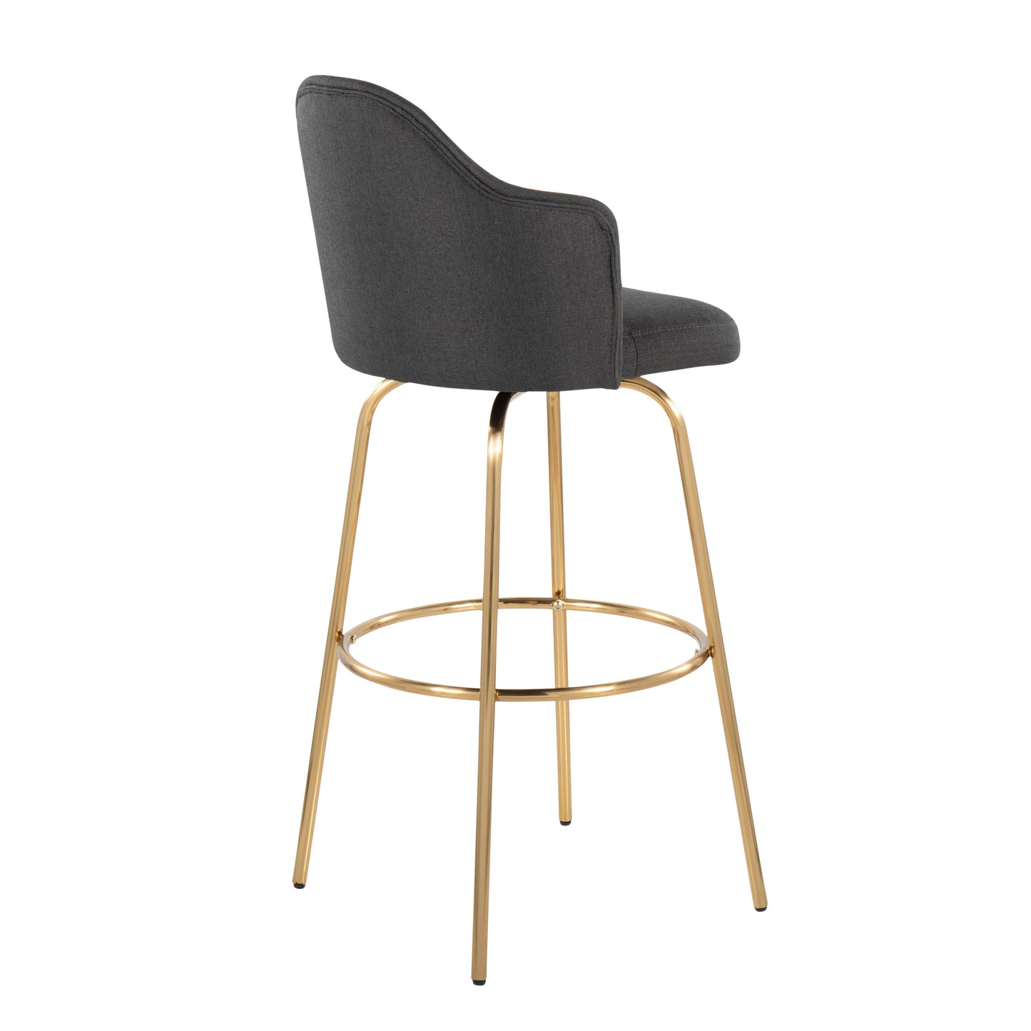 Ahoy - Contemporary Fixed Height Bar Stool Round Gold Footrest (Set of 2) - Charcoal / Gold