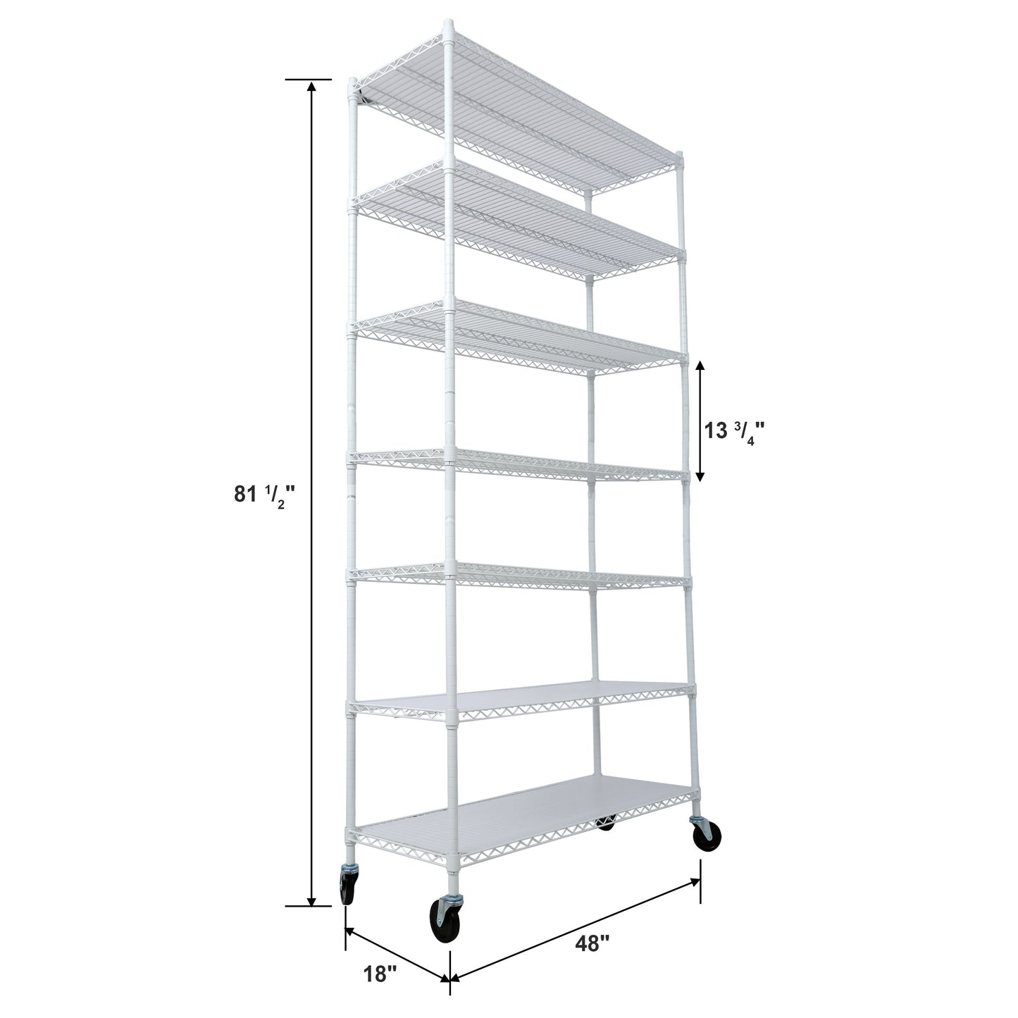 7 Tier Metal Shelf Wire Shelving Unit, 2450Lbs Heavy Duty Adjustable Storage Rack With Wheels & Shelf Liners For Closet Kitchen Garage Basement Commercial Shelving - White