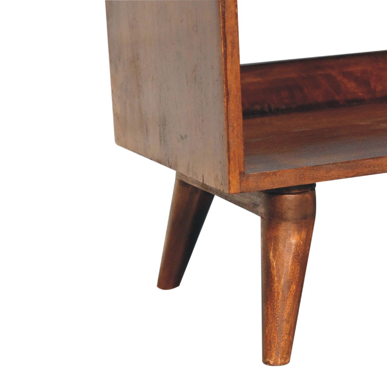 Bench With Brown Leather Seatpad - Chestnut