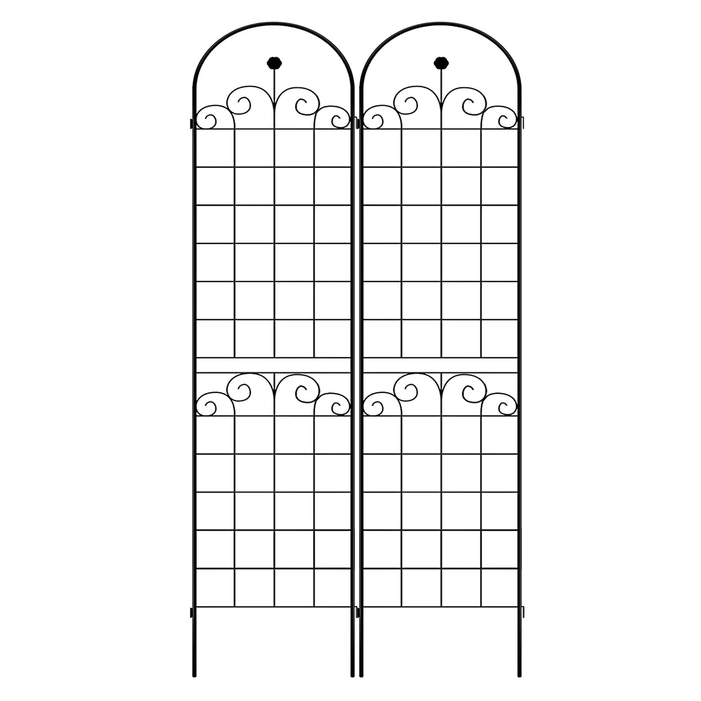 2 Pack Metal Garden Trellis For Climbing Plants Outdoor Rustproof Plant Support Rose Trellis Netting Trellis - Black