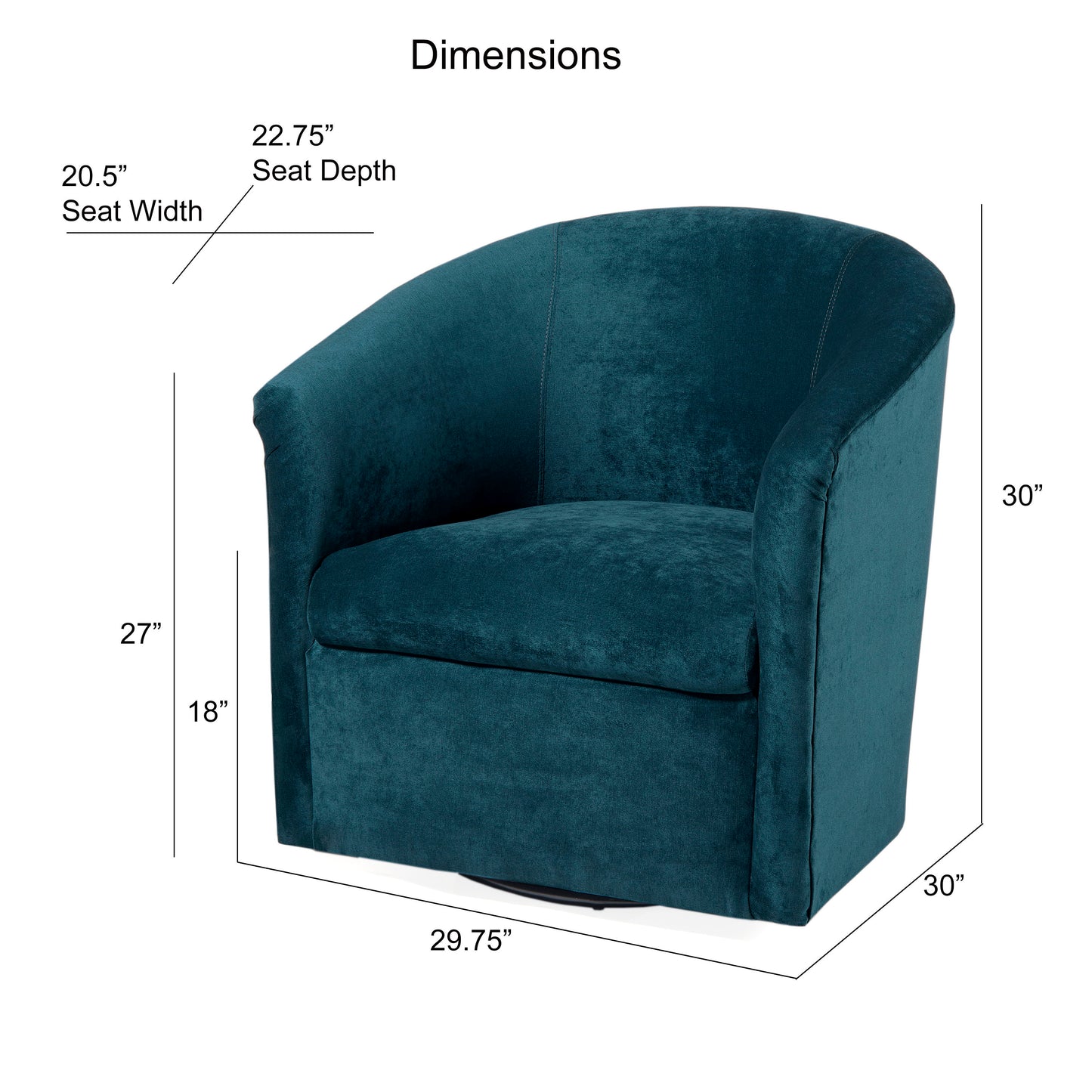 Eden - Swivel Chair With Plush Microfiber Upholstery - Blue