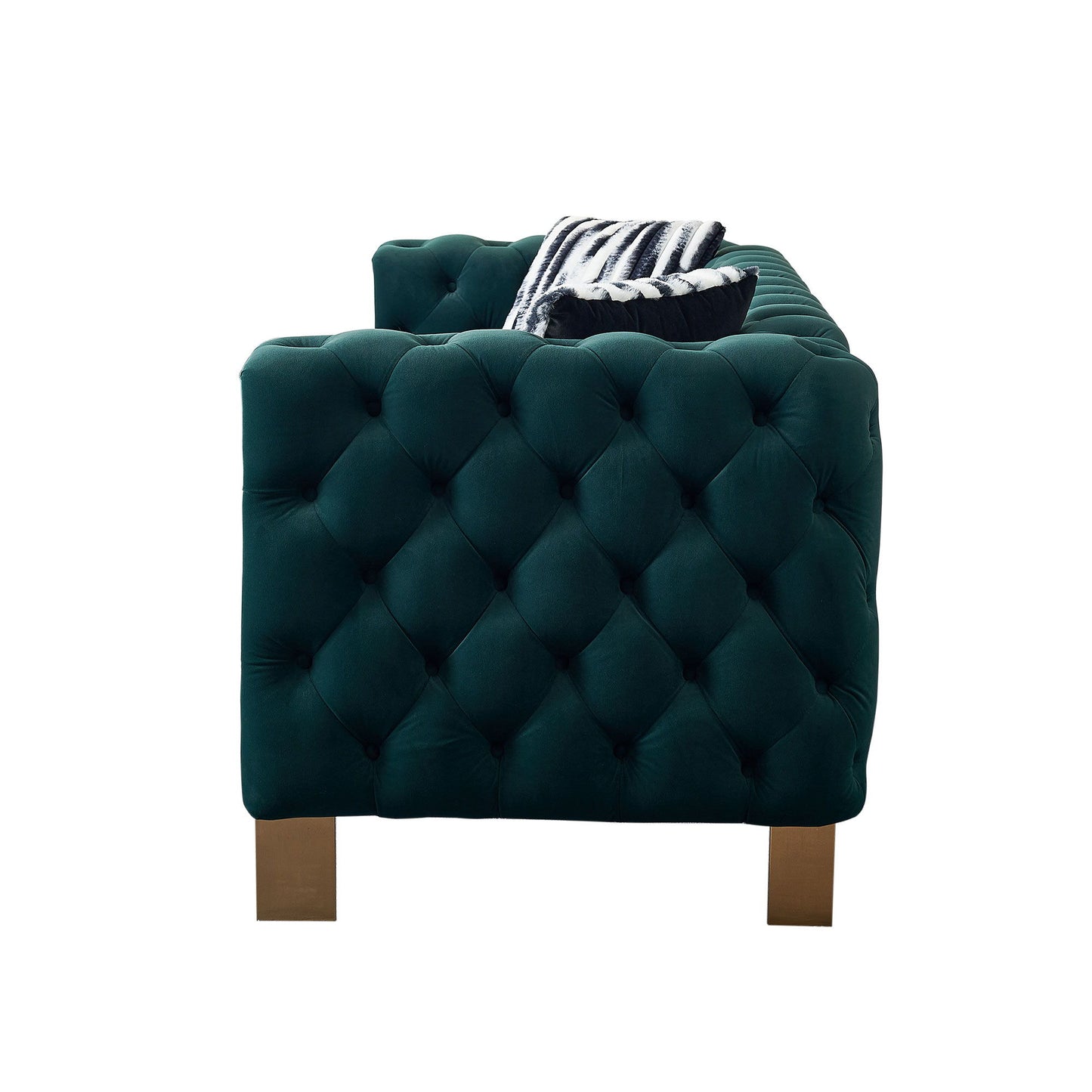 Chesterfield - Modern Tufted Velvet Living Room Sofa, 84.25''W Couch - Green