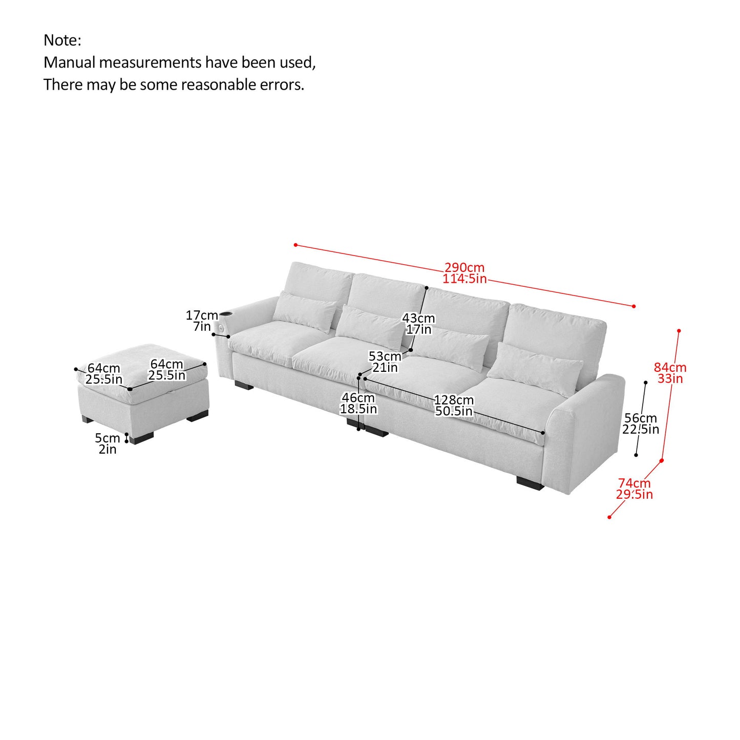 Modern Modular L Shaped Chenille Sofa Couch Reversible Ottoman With Storage Removable And Washable Cushions Sofa With USB Ports & Cup Holder For Living Room - Dark Gray