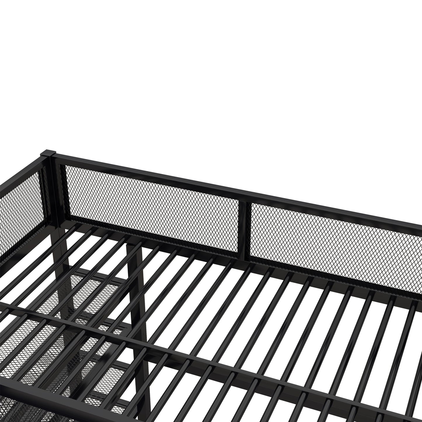 Full Size Loft Bed With 4 Tier Shelves And Storage - Black
