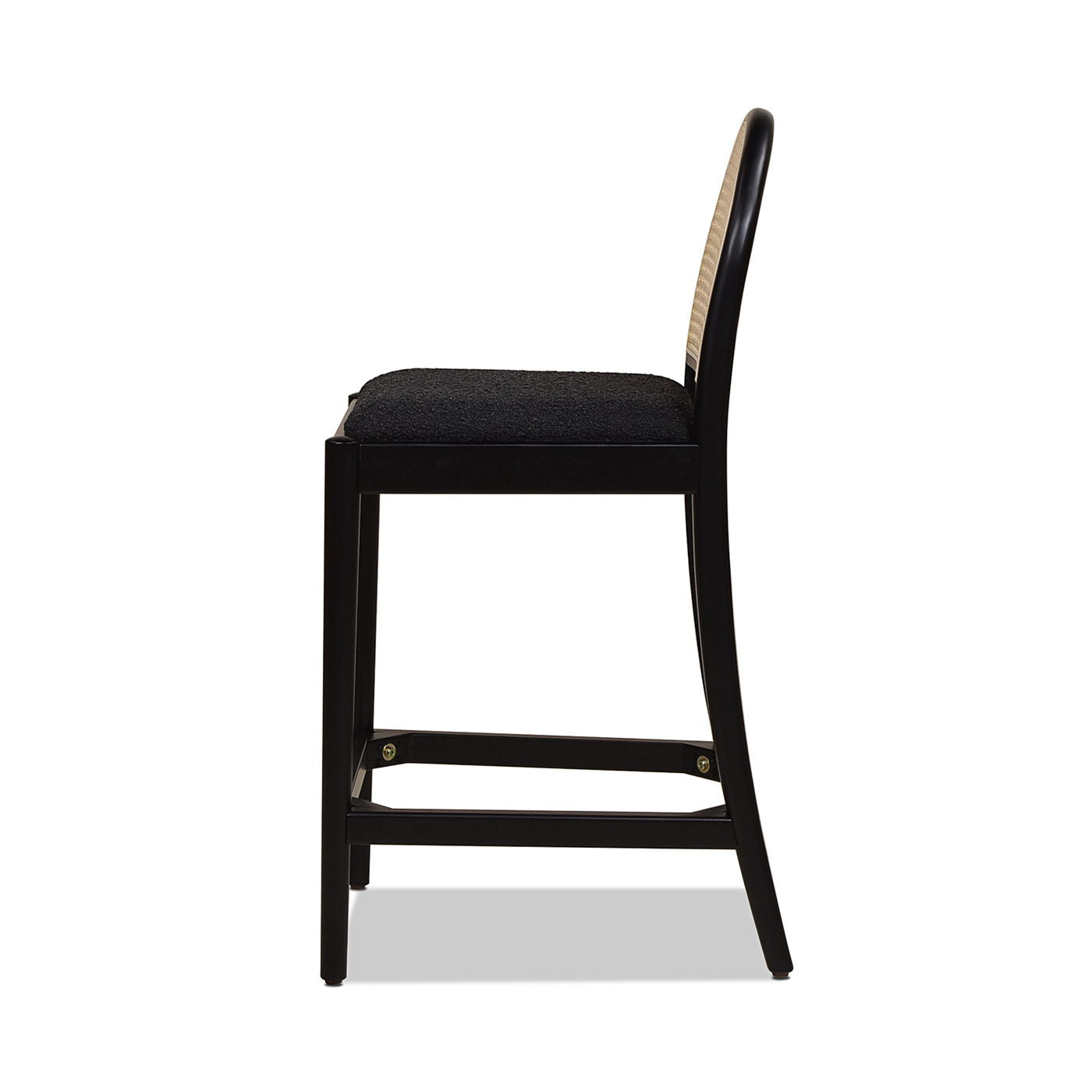 Panama - Curved Back Cane Counter Stool (Set of 2) - Ebony Black