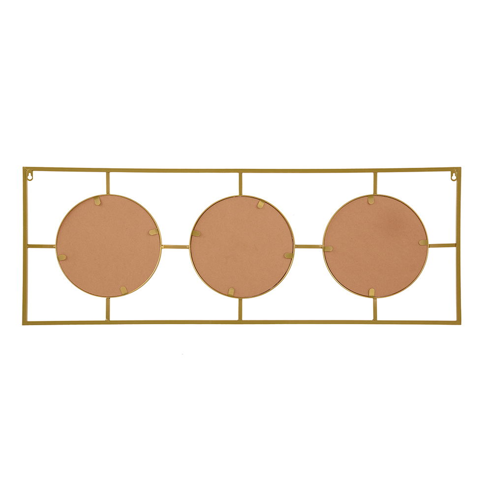 3 Mirror Piece Wall Mirror InRectangular Frame, Home Wall Decor For Bedroom Living Room - Gold