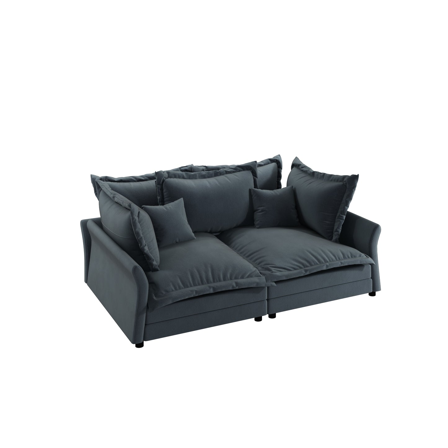 Modern Comfy Upholstered Sofa Cloud Couch, Deep Seat Couches With Multiple Large Soft Pillows, Convertible Deep Seat Chaise Langue For Living Room - Gray