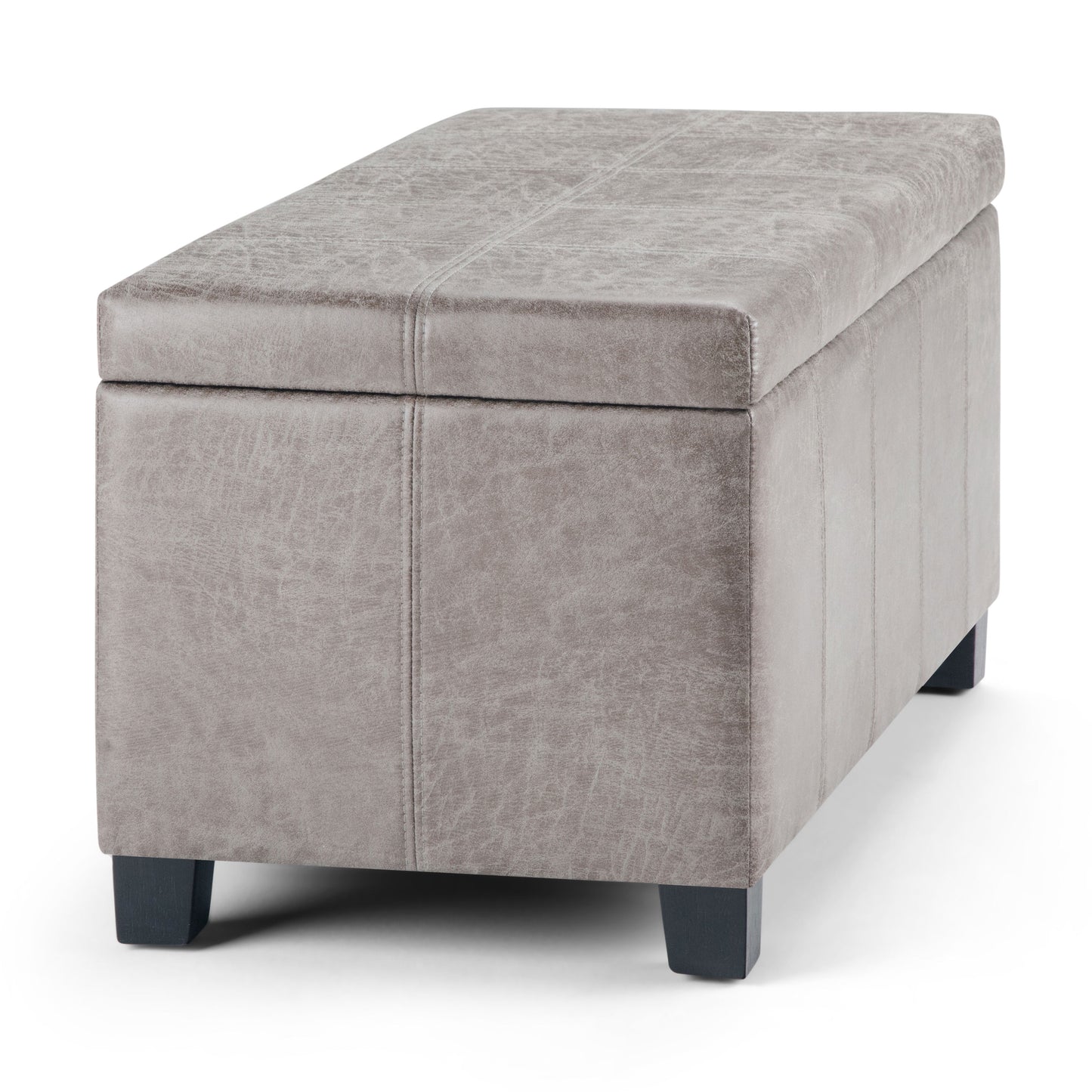 Dover - Storage Ottoman Bench - Distressed Gray Taupe