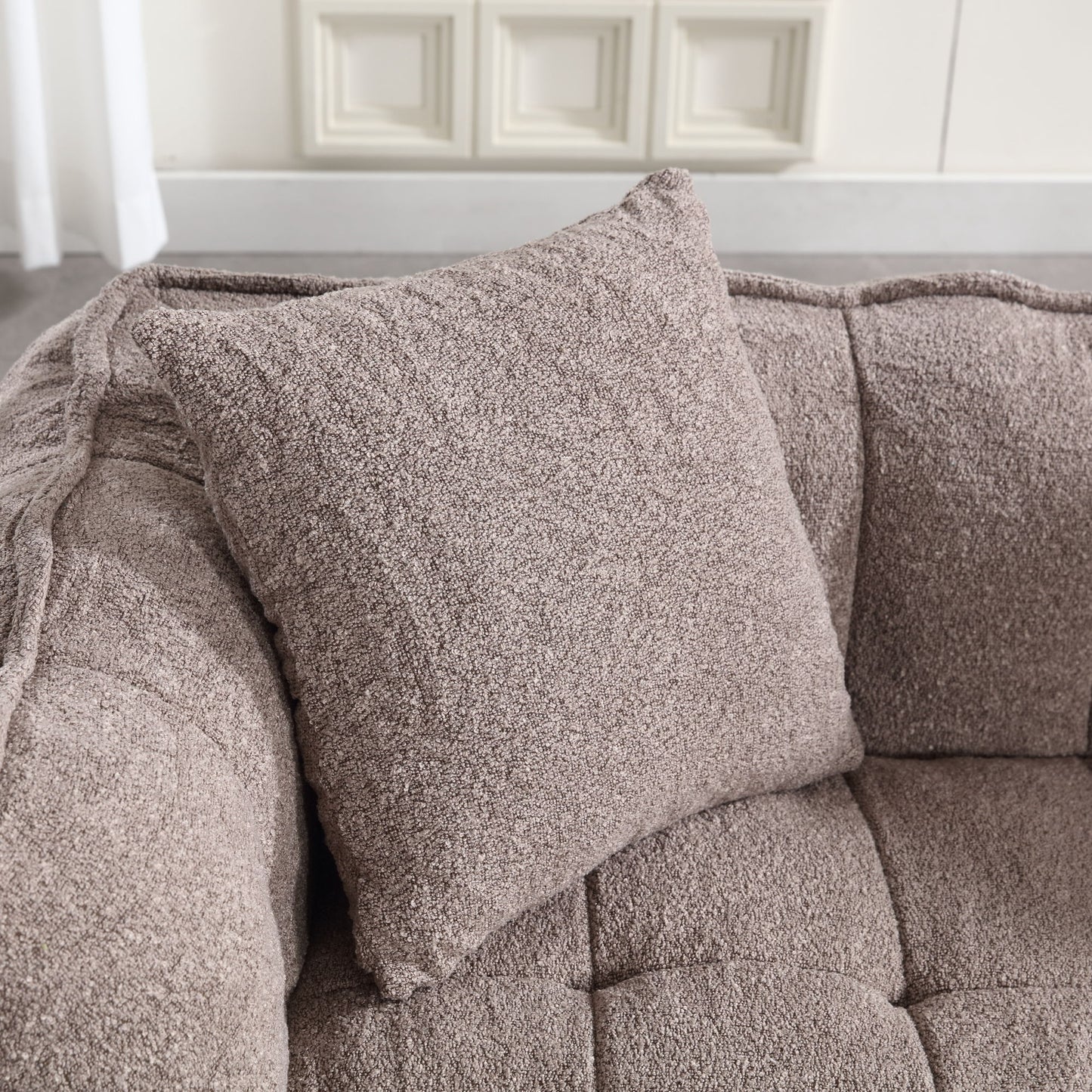 Soft Beanbag Chair With High Resilience Foam Core For Two People - Brown