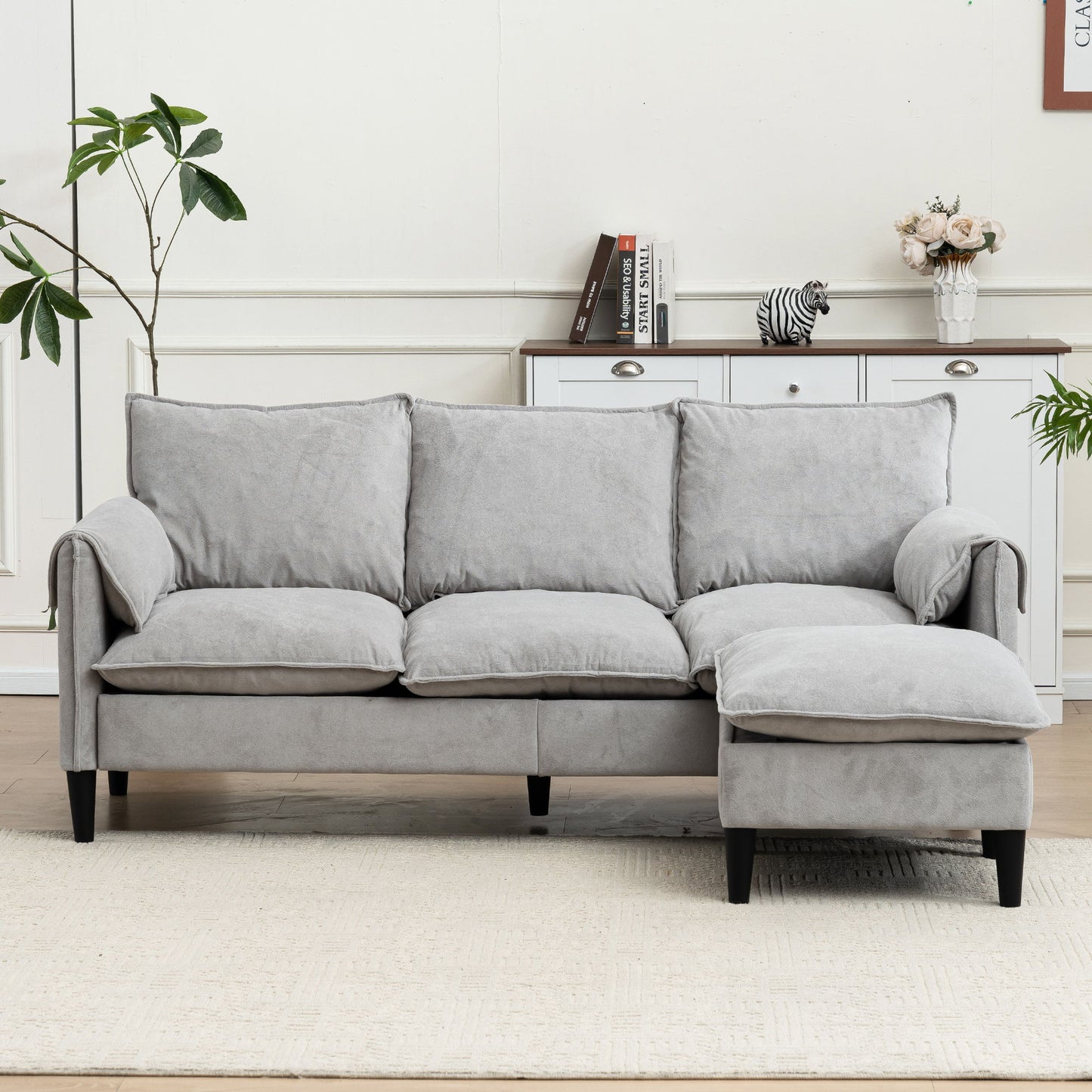 Convertible Combination Sofa, Sofa L Shaped, Sofa With Footstools With Storage Sofa For Living Room, 3 Seater Combination Sofa - Beige