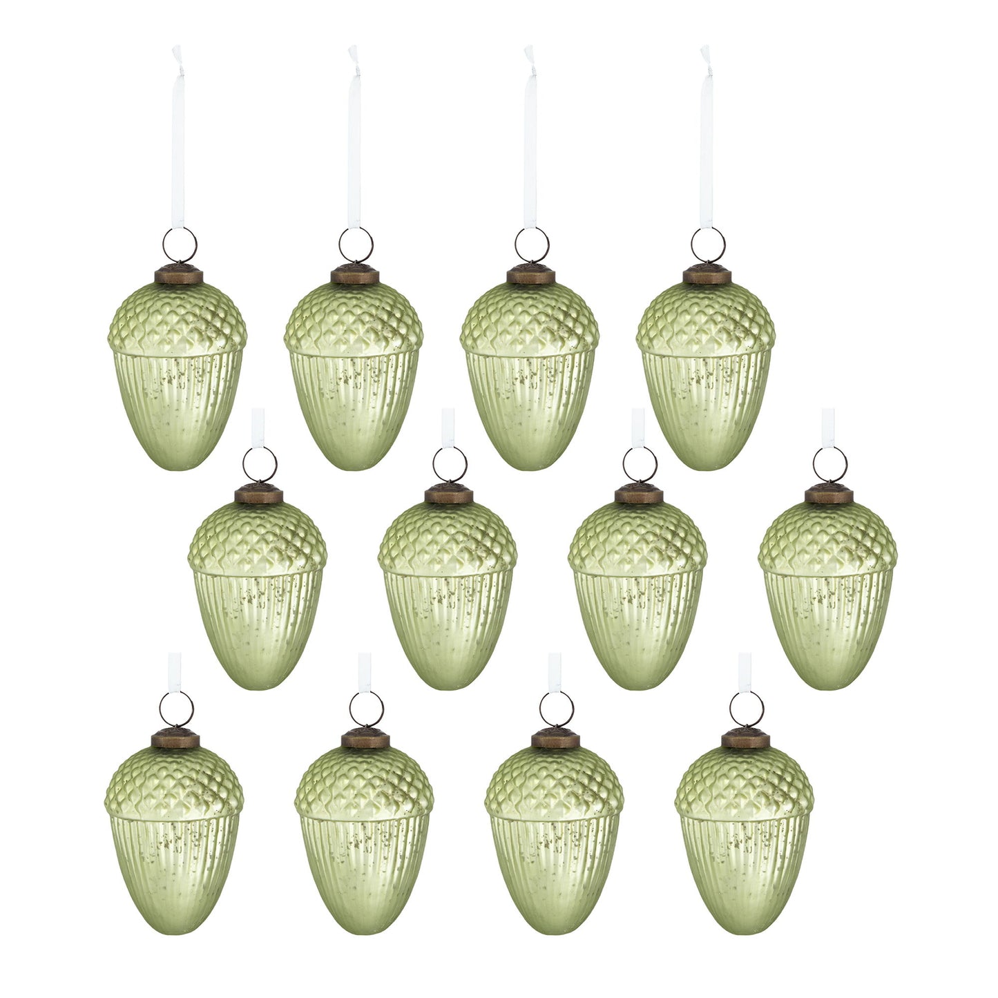Tear Drop Ornament, Decorative Hanging Christmas Tree Ornaments For Holiday Party Decorations (Set of 12) - Green