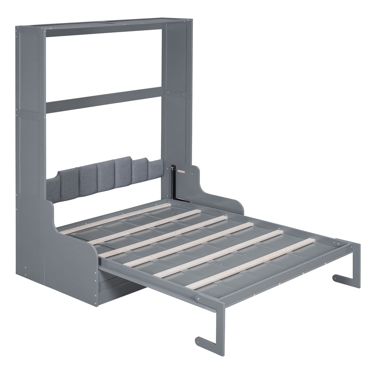 Queen Size Murphy Wall Bed With Cushion, Space Saving - Gray