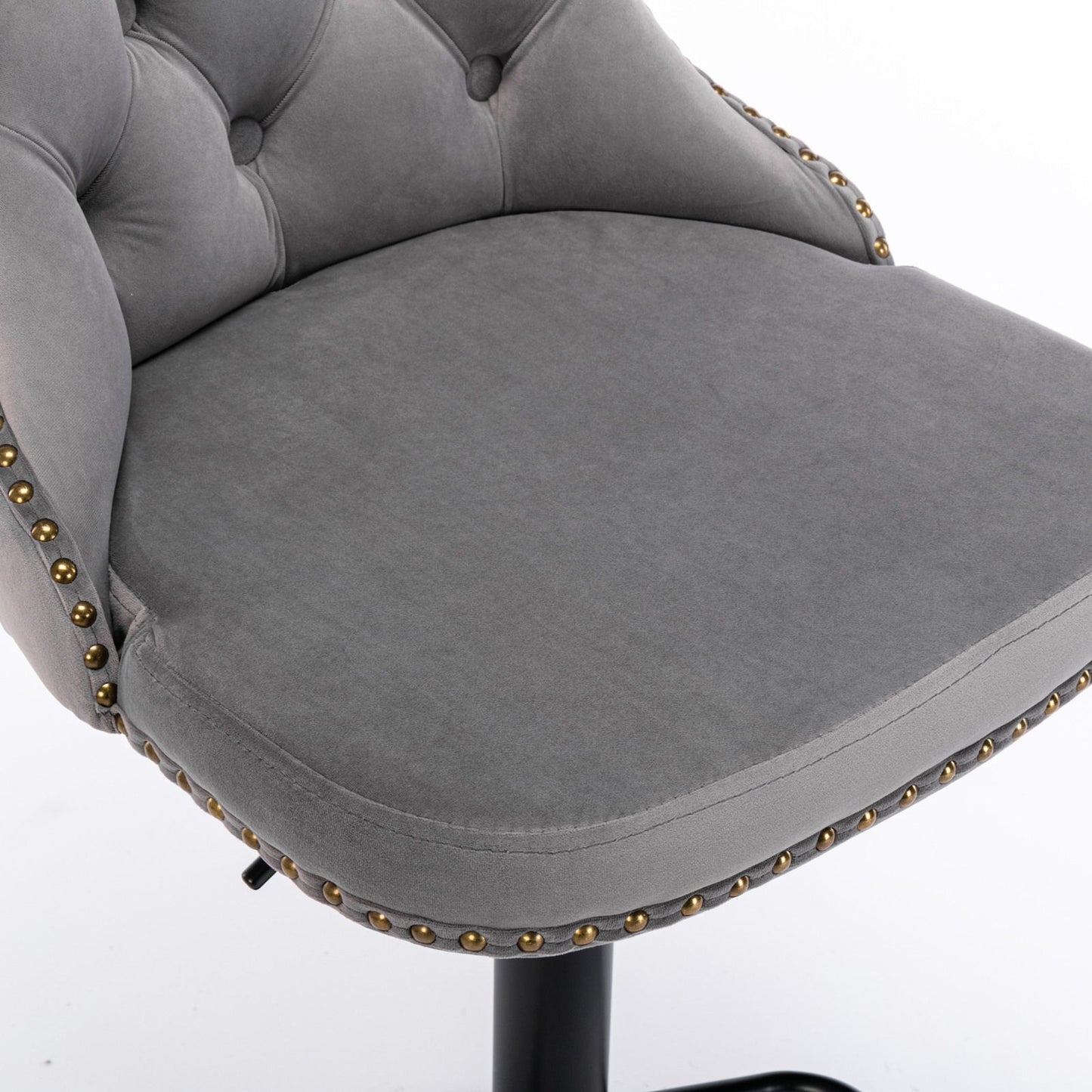 Swivel Velvet Barstools Adjusatble Seat Height , Modern Upholstered Bar Stools With Backs Comfortable Tufted For Home Pub And Kitchen Island (Set of 2) - Gray