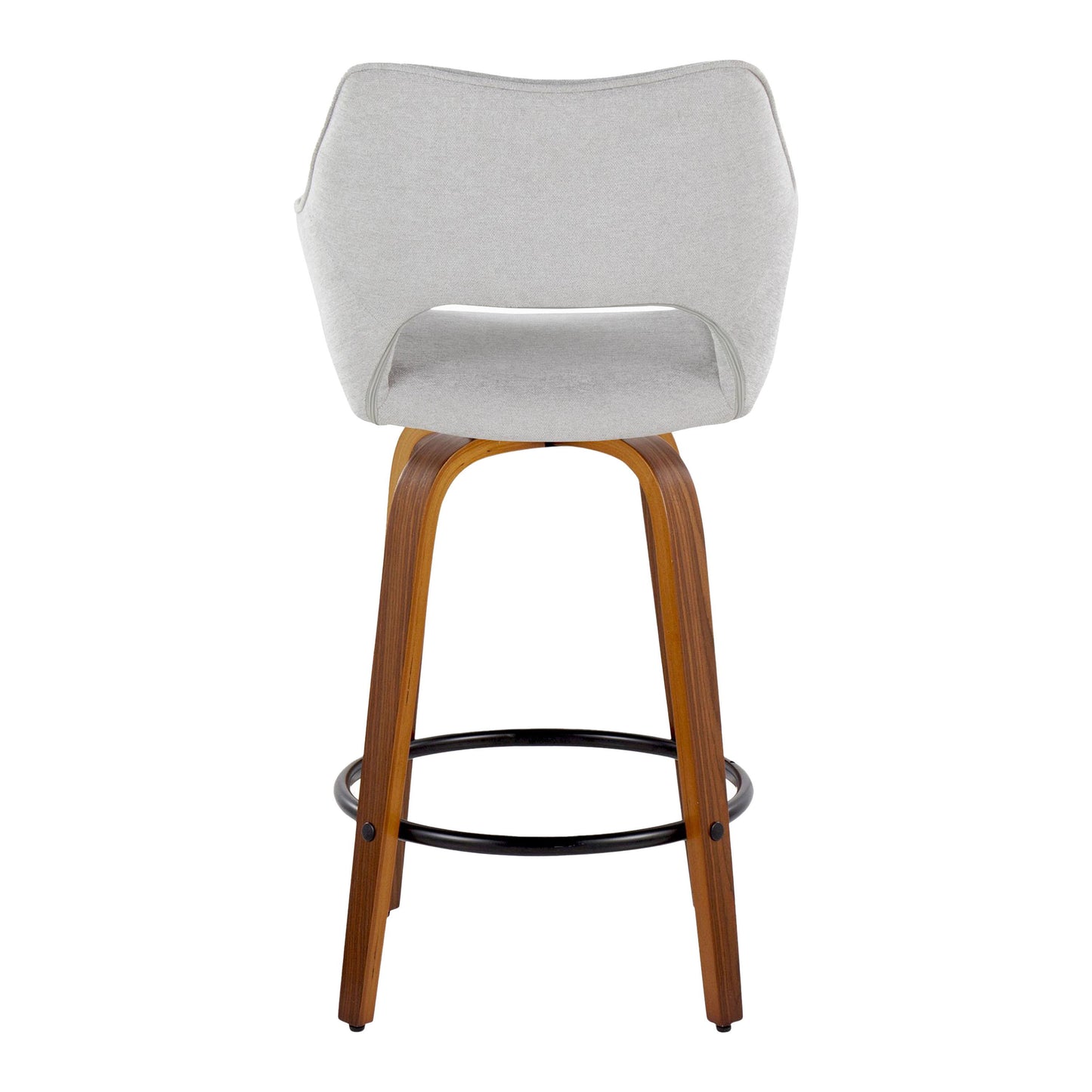 Mustang - Contemporary Fixed Height Counter Stool With Swivel With Round Footrest (Set of 2) - Walnut / Gray