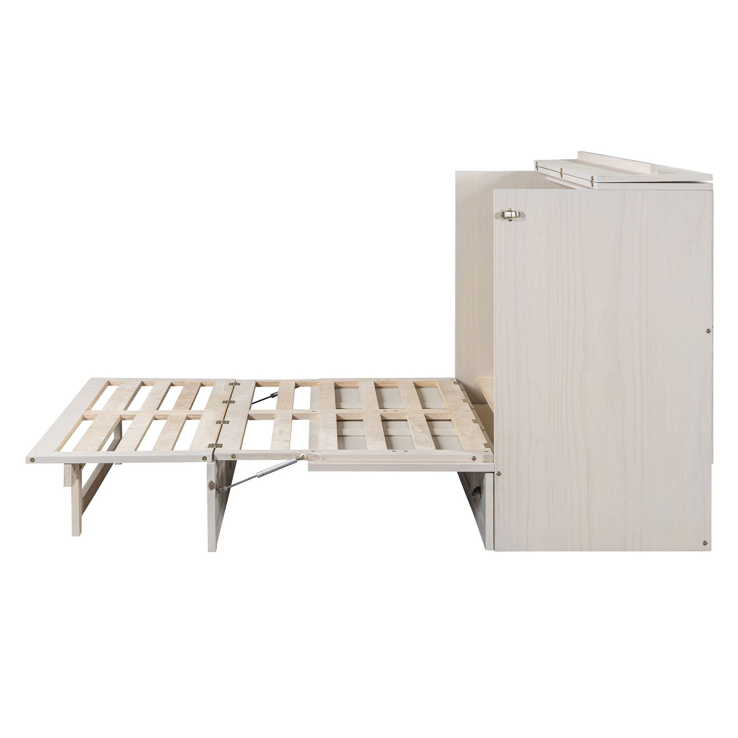 Full Size Murphy Bed With Large Drawers - Brushed White