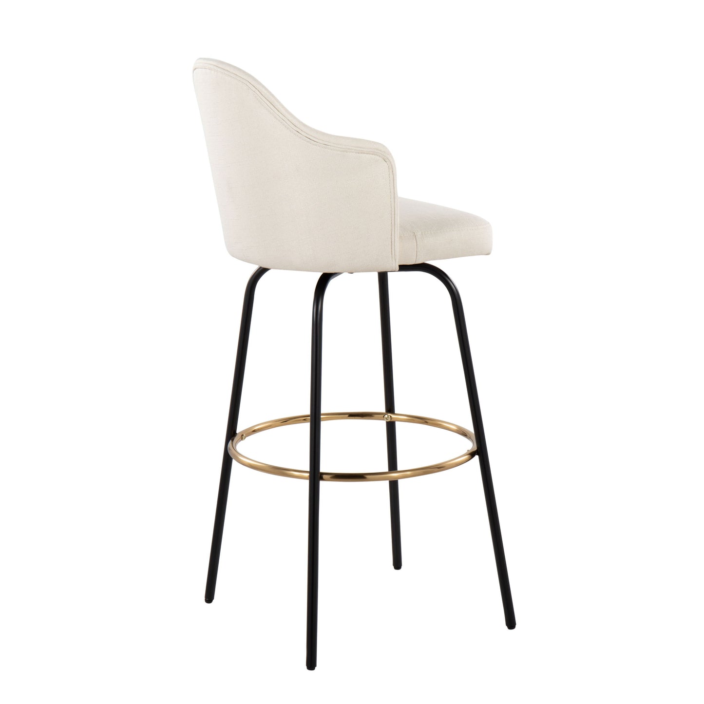 Ahoy - Contemporary Fixed Height Bar Stool Round Footrest (Set of 2) - Cream / Black