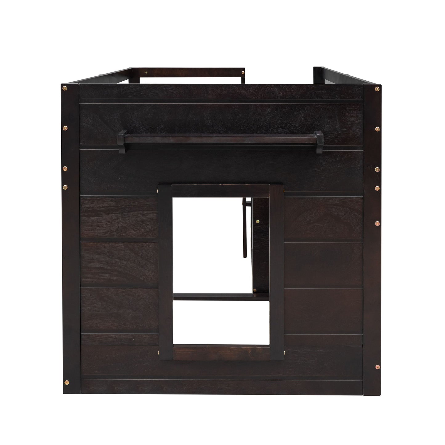 Twin Size Loft Bed With Cabinet And Shelf - Espresso