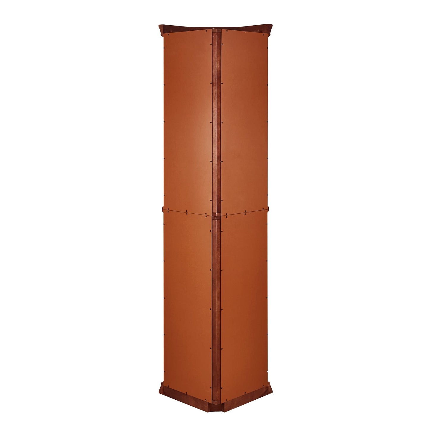 Corner Curio Cabinet With Lights, Adjustable Tempered Glass Shelves, Mirrored Back, Display Cabinet (E26 Light Bulb Not Included) - Light Walnut