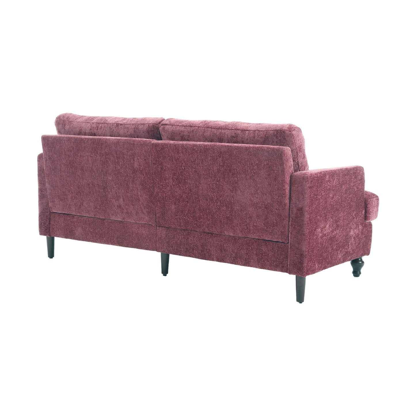 Mid Century Modern Chenille Fabric Loveseat Sofa, 2 Seat Upholstered Couch With Wood Feet - Wine Red
