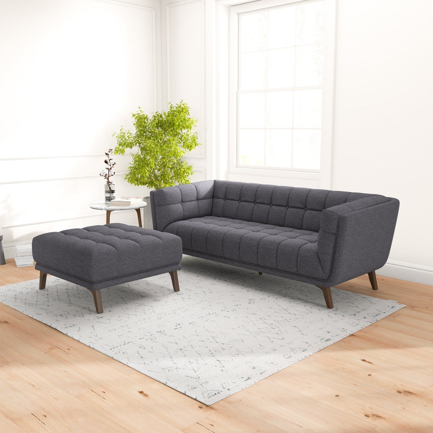 Addison - Square Upholstered Ottoman - Dark Gray