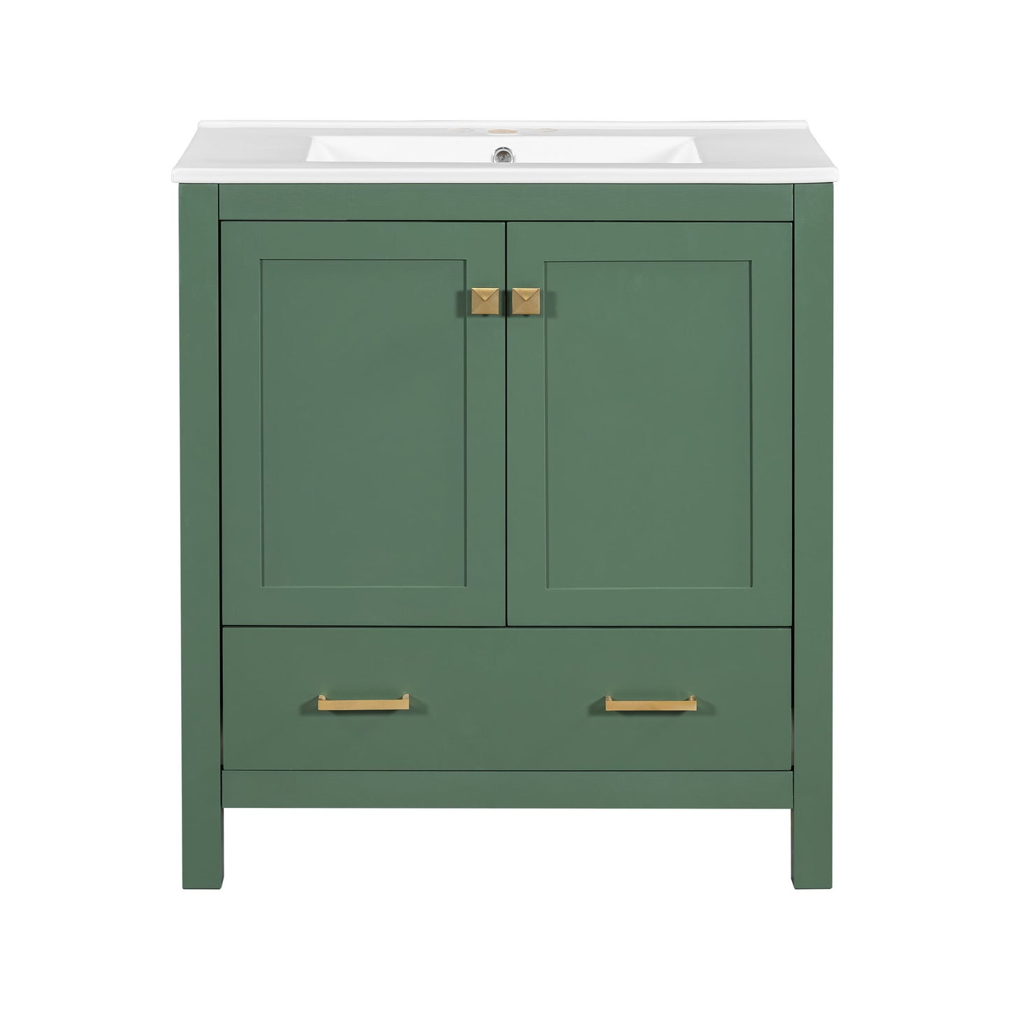Bathroom Vanity With Single Sink, Combination Under Counter Sink, Bathroom Storage Cabinet With 2 Doors And A Drawer, Soft Closure, Multifunctional Storage - Green
