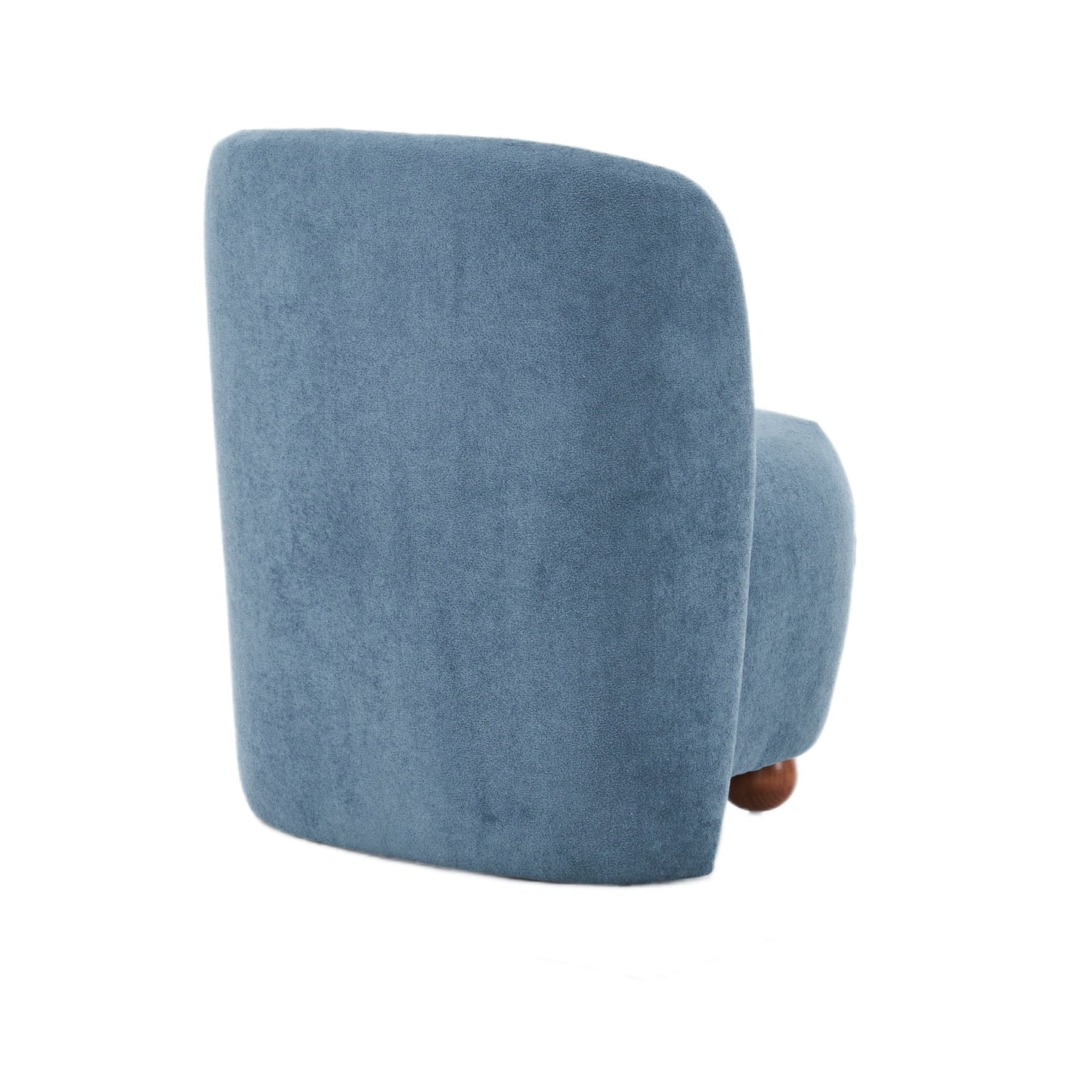 Modern Low Back Accent Chair, Upholstered Armless Living Room Chairs, Round Pine Wood Feet, For Small Living Spaces, Living Room - Blue