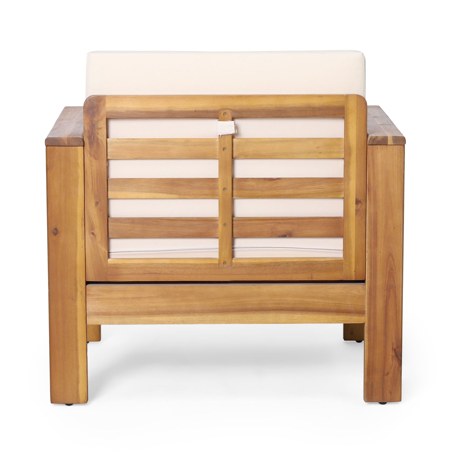 Acacia Wood Loveseat And Coffee Table Set With Cushions - Brown