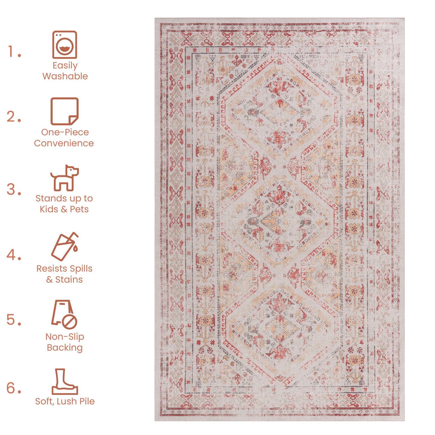 Maval - 2' X 3' Washable Area Rug - Beige
