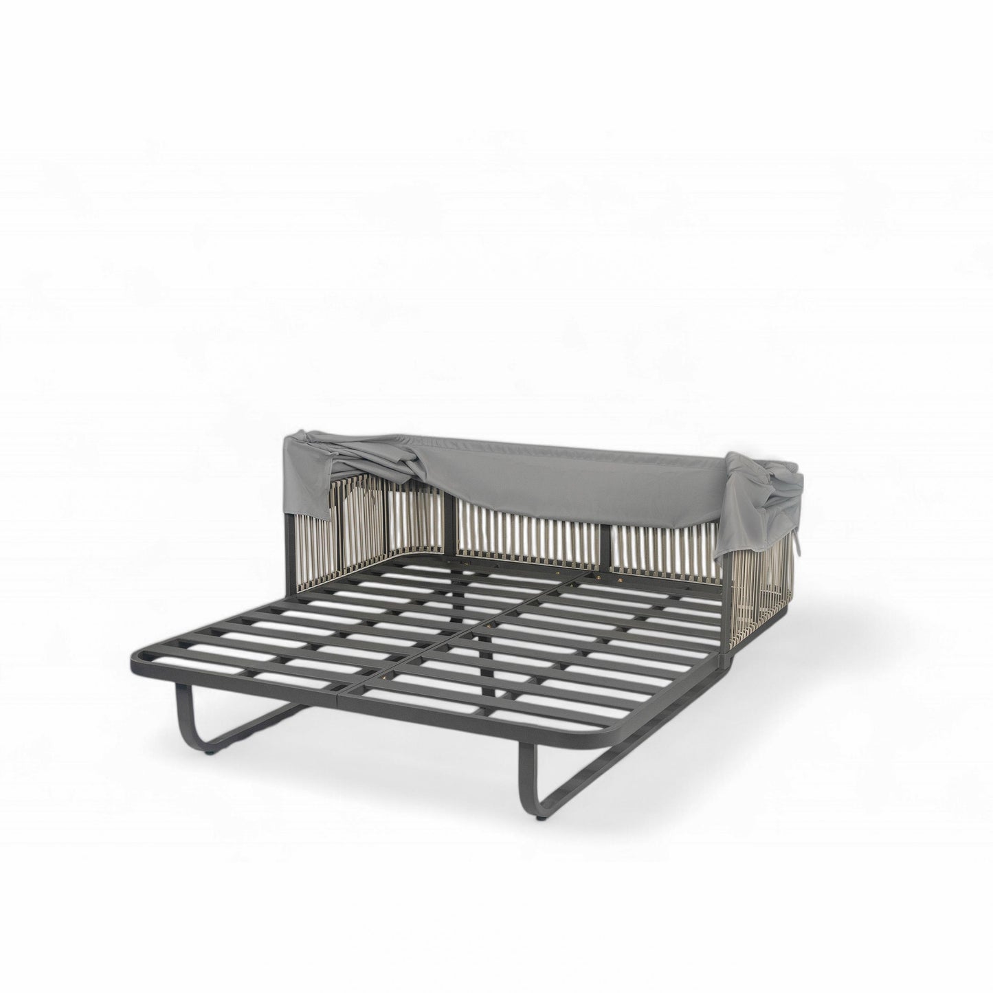 Outdoor Patio Daybed Rattan Daybed Outdoor Sunbed With Detachable Pillows For Patio, Backyard, Pool - Gray