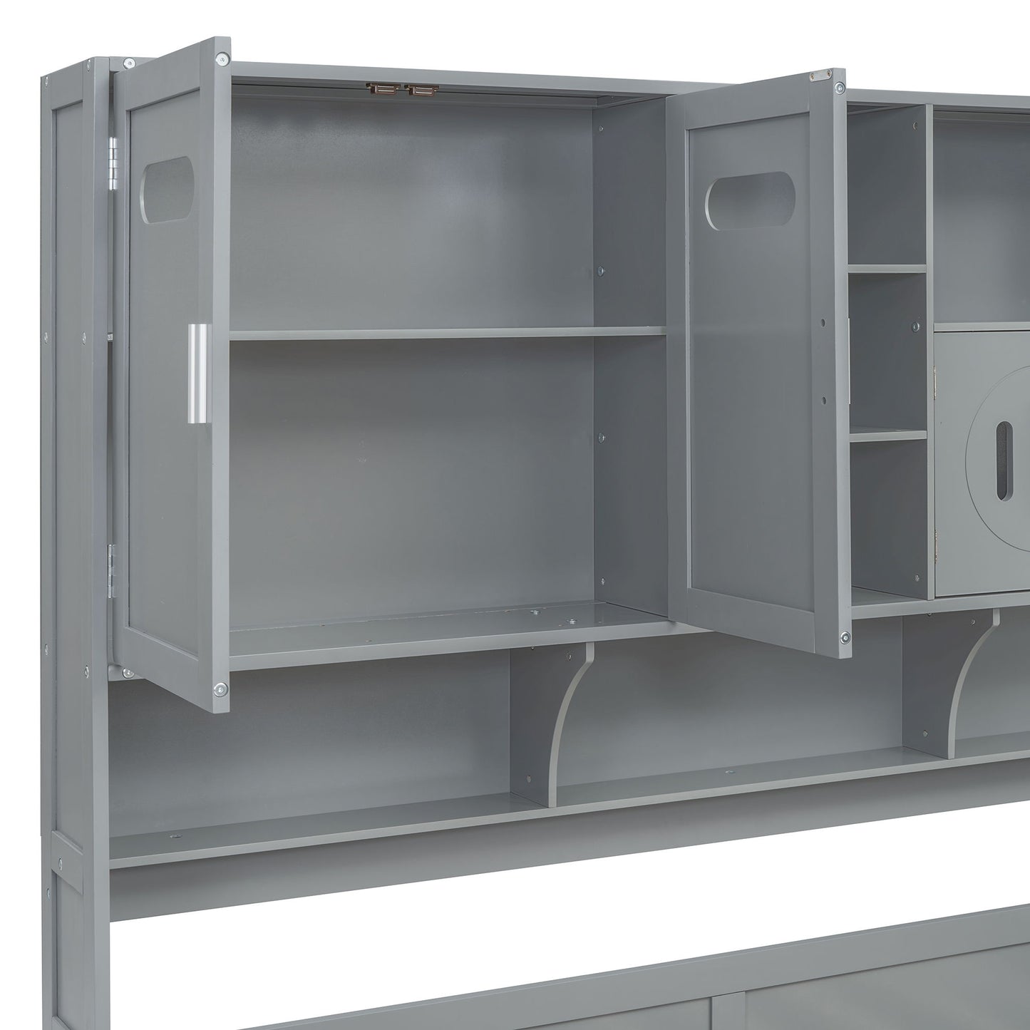 Full Size Daybed With 2 Drawers And All In One Cabinet And Shelf - Gray