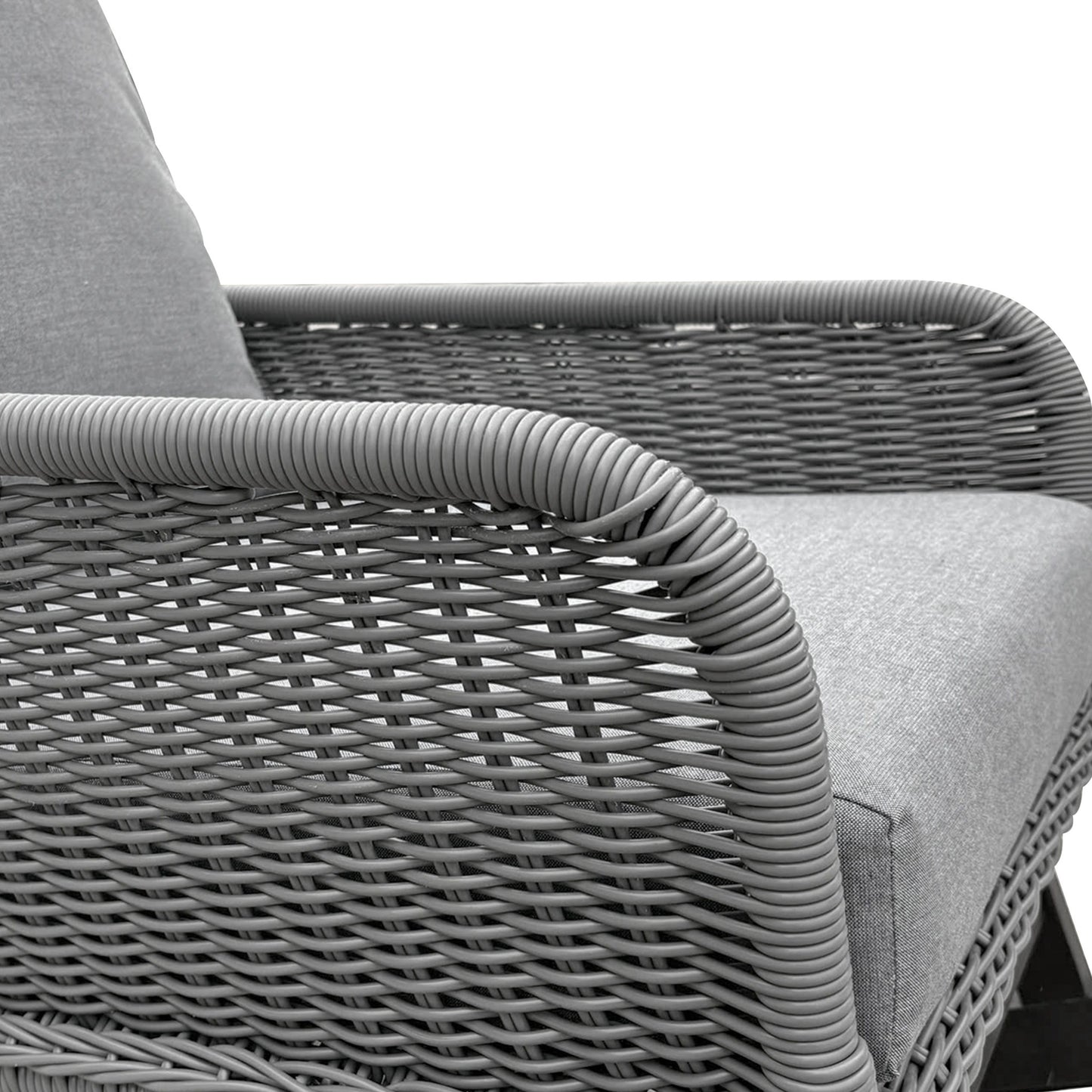 Contemporary Minimalist Wicker Rocking Chair With Soft Polyester Cushions And Durable Wooden Frame - Gray