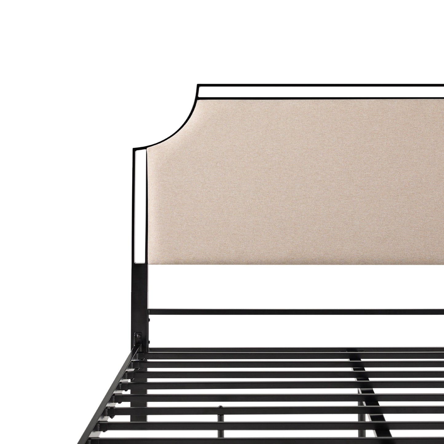 Queen Bed Frame Traditional Upholstered Metal - Tan
