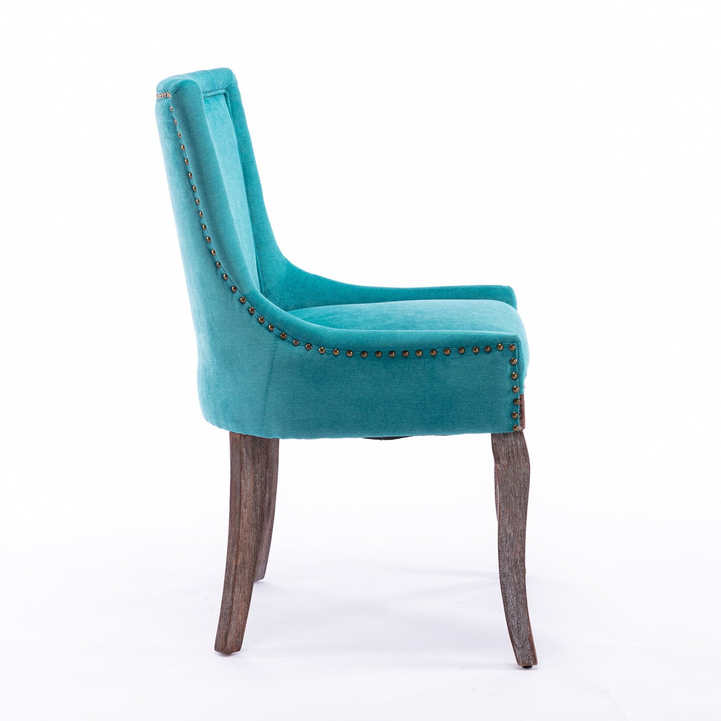 Ultra Side Dining Chair,Thickened Fabric Chairs With Neutrally Toned Solid Wood Legs, Bronze Nail Head (Set of 2) - Blue