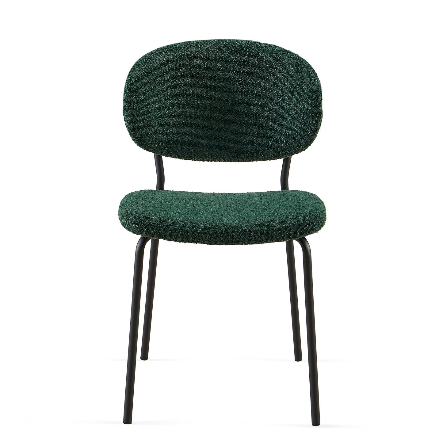 Boucle Dining Chairs, Dining Chairs With Metal Legs For Dining Room, Kitchen, Living Room (Set of 2) - Dark Green