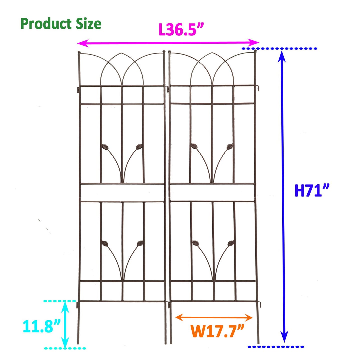2 Pack Metal Garden Trellis Rustproof Trellis For Climbing Plants Outdoor Flower Support - Brown