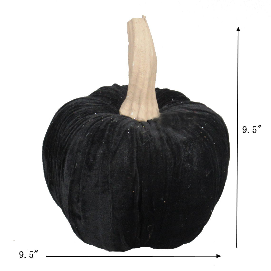 Velvet Pumpkin Large, For Holiday Halloween Decor - Black