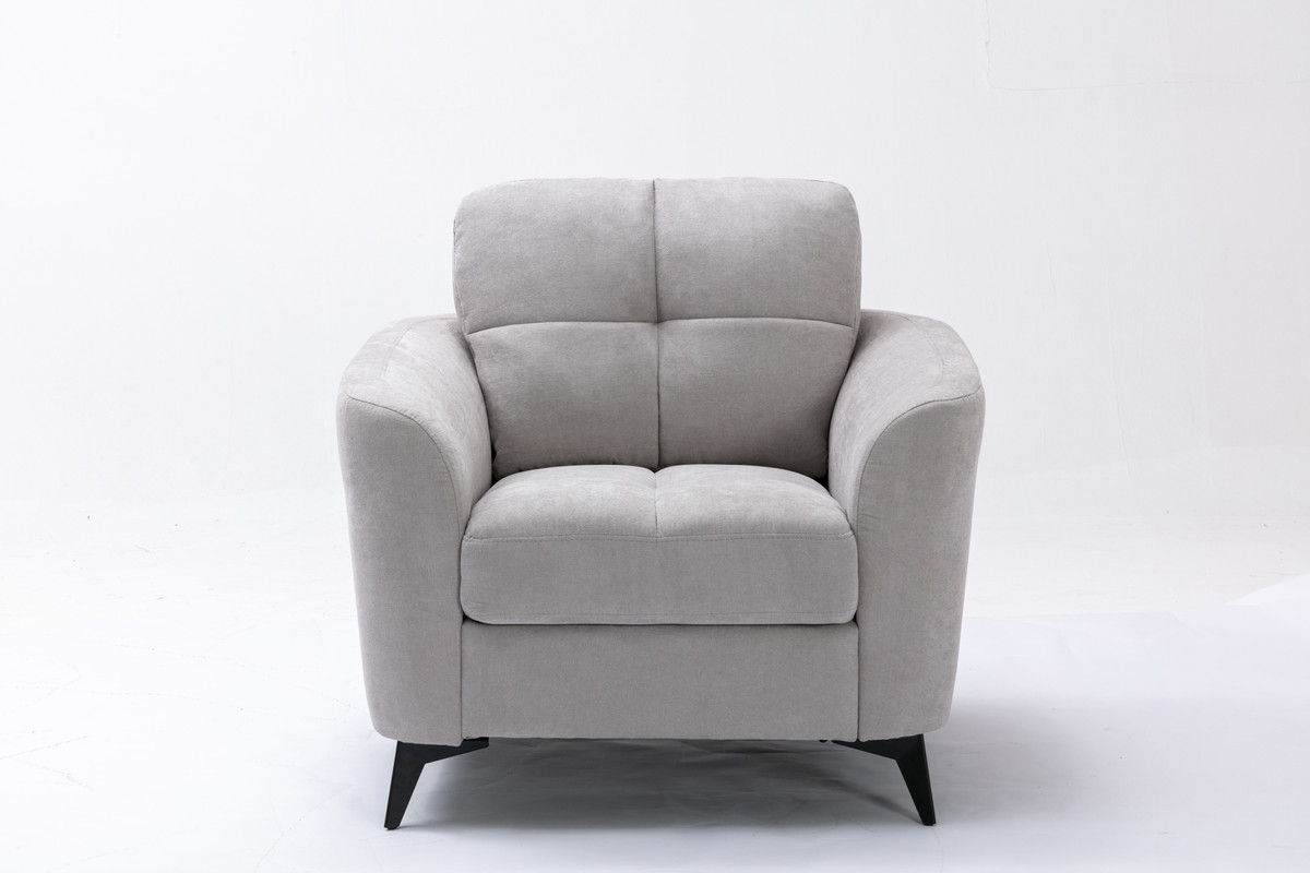 Callie - Woven Fabric Living Room Sofa, Loveseat, Chair (Set of 3) - Light Gray