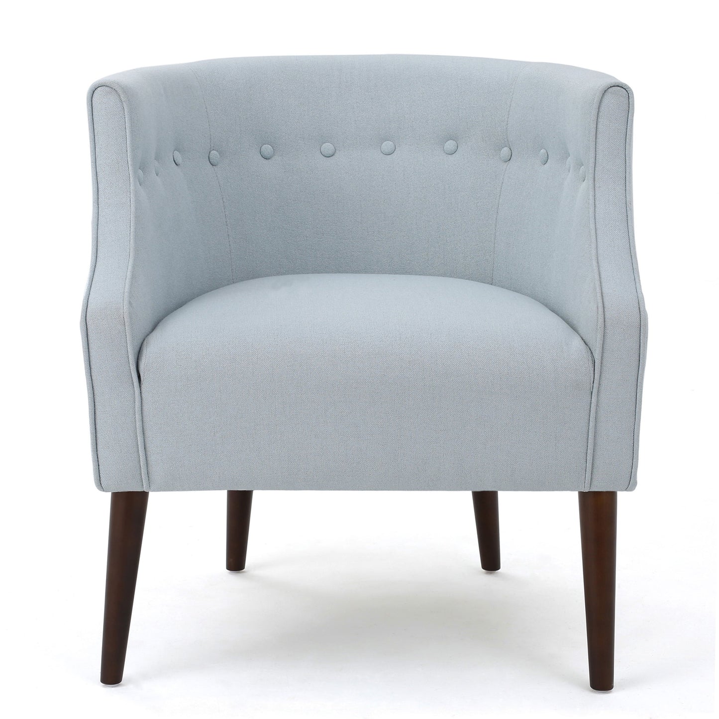 Elegant Upholstered Club Chair With Button Tufting - Light Blue