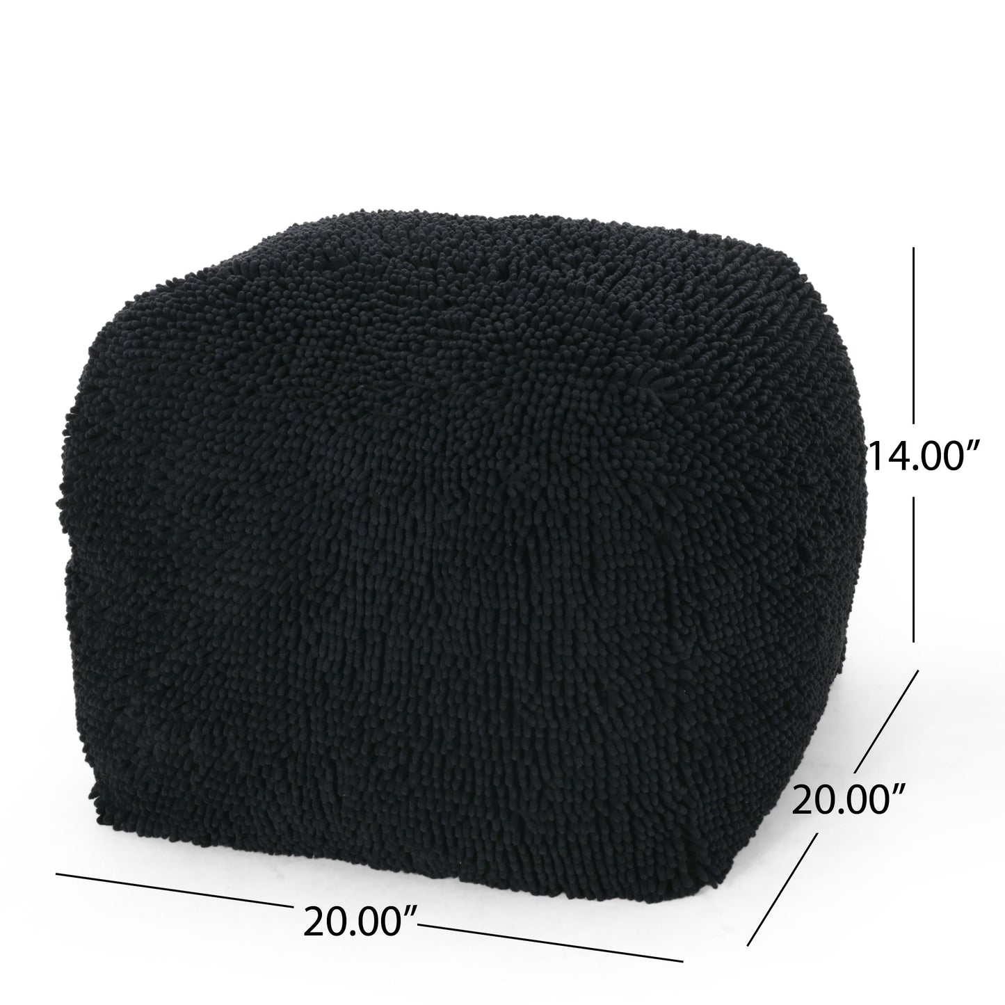 Spongy - Microfiber Square Pouf, Cozy Seating - Dark Charcoal