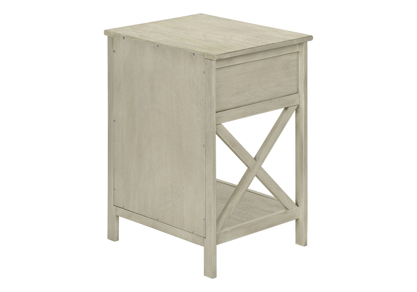 Accent End Table, 2 Tier, Storage Drawer, Transitional - White