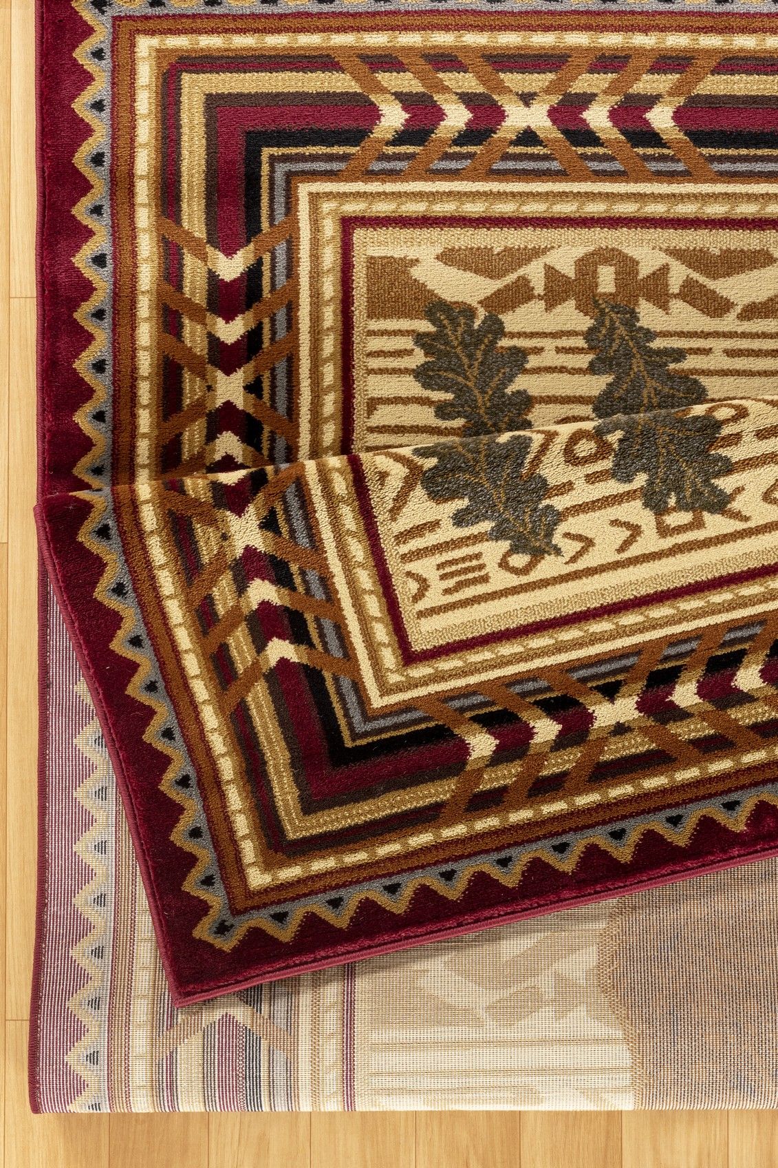 Nature's Nest - 7'10" X 10'3" Lodge Area Rug - Multi, Red